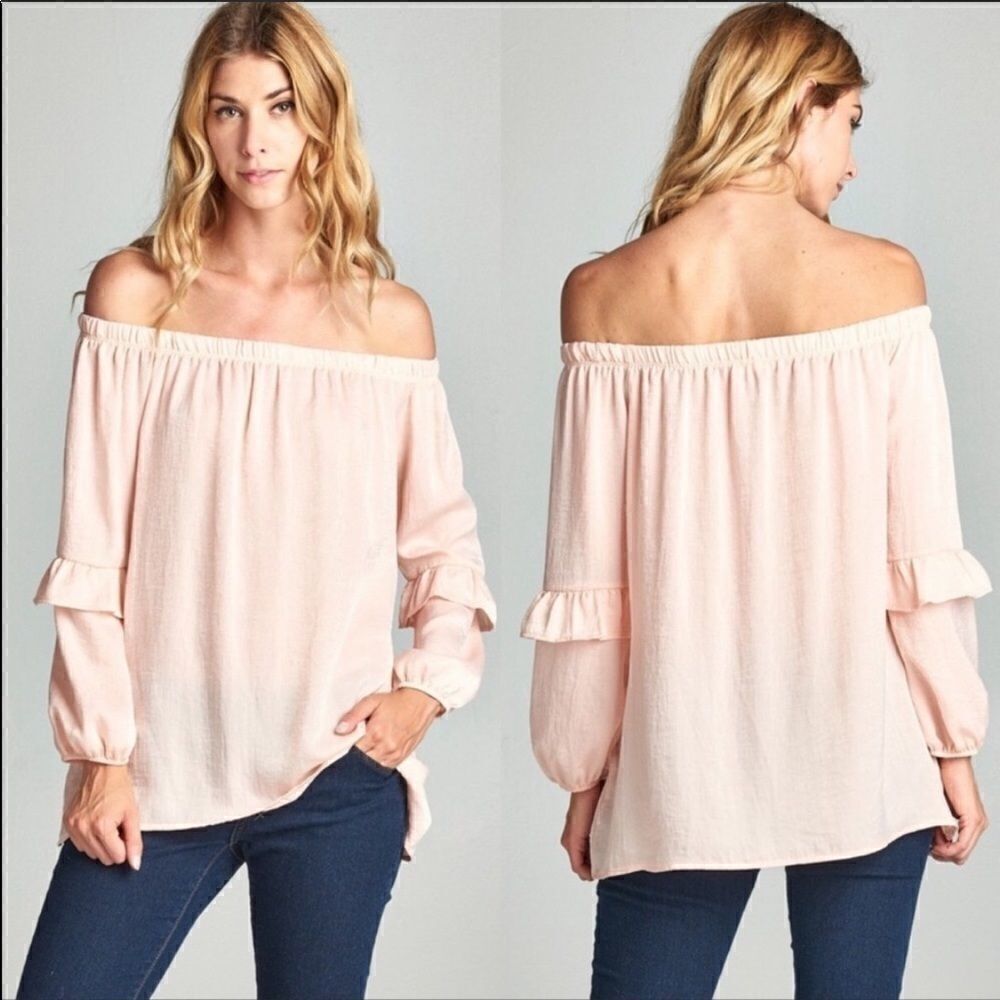 Top shoulder off Light Pink color Sexy Cute